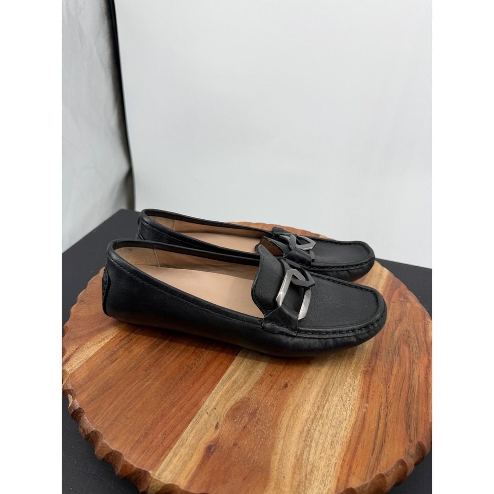 Naturalizer 27 Edit Hellen 2 Loafers Womens 6.5M Black Leather Chain Link Flats